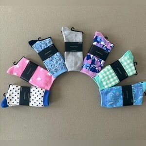 NWT Lot of 7 Pairs Talbots Trouser Socks Seahorse Paisley Polka Dot Flower Check
